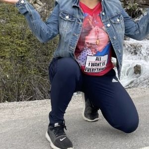 Denim jacket and zara shirt pink